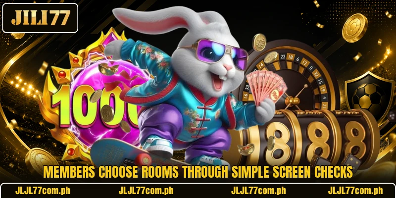 Members choose rooms through simple screen checks Members choose rooms through simple screen checks