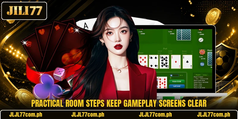 Practical room steps keep gameplay screens clear Practical room steps keep gameplay screens clear