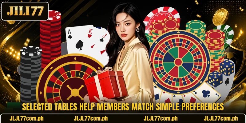 Selected tables help members match simple preferences Selected tables help members match simple preferences